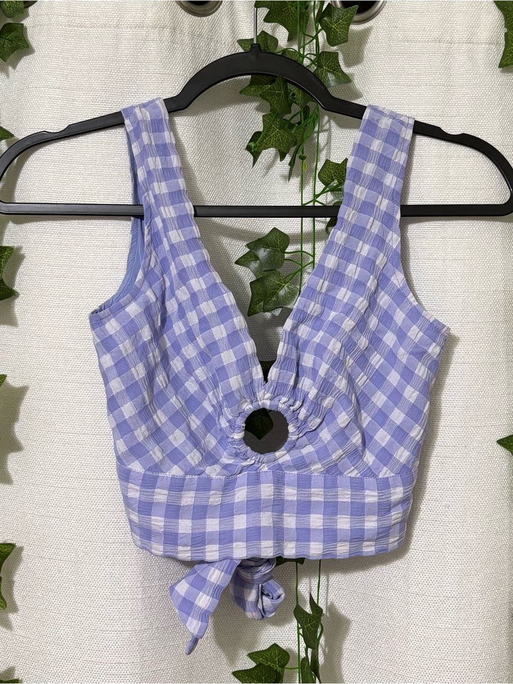 Lilac Gingham Crop Top